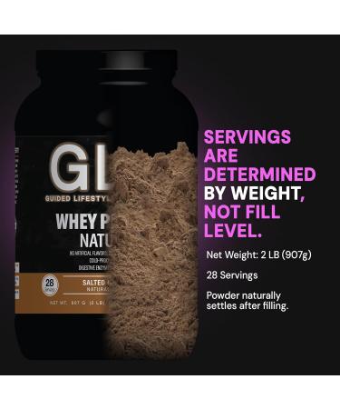 GLO Health Foods Cold-Processed Whey Protein - Salted Caramel Flavor - 24g Protein per Serving - Whey with Digestive Enzymes & BCAAs - Supports Muscle Growth, Strength & Recovery - 2 LB (28 Servings) - Buy Online on GoSupps.com