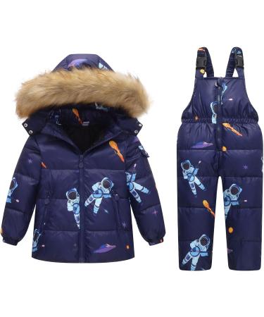 Kids Winter Puffer Jacket and Snow Bib Pants 2-Piece Set | 18-24 Months | Blue - Buy Online on GoSupps.com