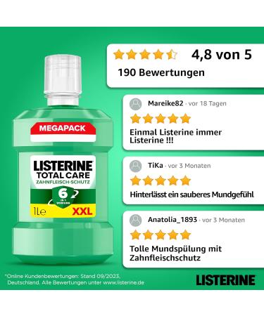 Buy Listerine Total Care Mouthwash 1000ml - 6 in 1 Protection Antibacterial Gum Care & 24h Fresh Breath - International Shipping Available - Buy Online on GoSupps.com