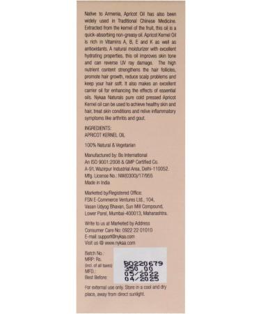 Nykaa Naturals 100 Percent Pure Cold Pressed - Apricot Kernel For Women 1 oz Oil - Buy Online on GoSupps.com