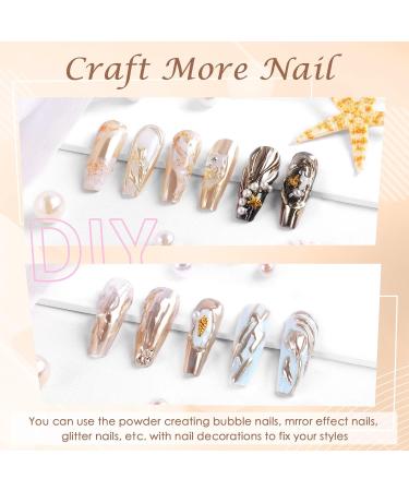 Laza Chrome Nail Powder - Holographic Glitter for DIY Gel Polish & Nail Art | Metallic Dust & Reflective Pigment in Champagne Gold - Buy Online on GoSupps.com