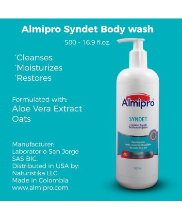 Almipro Syndet Skin Cleanser - Soap-Free Moisturizing Body Wash with Aloe Vera & Oatmeal for Sensitive Skin | 16.9 fl. oz. | Dermatologist Recommended - Buy Online on GoSupps.com