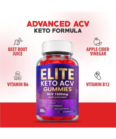 (2 Pack) Elite Keto ACV Gummies - Vegan Formula with ACV, B12, B6, Beet Root Juice - Supports Weight Loss - 120 Gummies - Buy Online on GoSupps.com