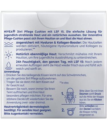 NIVEA Cellular Expert Finish 3in1 Care Cushion Foundation for Light Skin - Hyaluron & Collagen Booster SPF 15 15g - Moisturizing Makeup for Flawless Skin - Buy Online on GoSupps.com