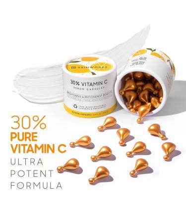 Skinworks Ultra Potent 30% Vitamin C Serum for Face - Brightening Dark Spots, Anti-Wrinkle & Anti-Aging Formula with Vitamin E, Ferulic Acid - Unscented 0.61 Fl Oz (BIODEGRADABLE) - 30 Count - Buy Online on GoSupps.com