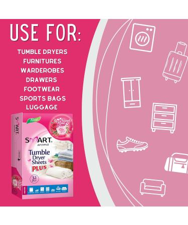 Smart Aroma Tumble Dryer Towels - Sweet Rose Fragrance - 32 Pack for Softer Fabrics & Easy Ironing - Buy Online on GoSupps.com