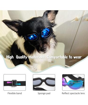 PEDOMUS Small Dog Sunglasses | Adjustable Blue Dog Goggles for Small Breeds - Buy Online on GoSupps.com