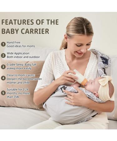 CUBY Natural Cotton Baby Carrier | Extra Comfortable Sling for Newborns & Toddlers - Grey Bear Design - Buy Online on GoSupps.com