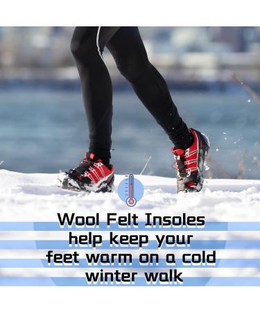 Janmercy Wool Felt Insoles - 5 Pairs Warm Shoe Inserts for Men & Women - Gray (Men's 9/Women's 10) - Best Comfort & Support - Buy Online on GoSupps.com