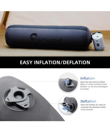 FLEXTAILGEAR Inflatable Camping Pillow with Removable Cover - Ergonomic Travel Pillow for Neck Contour - Perfect for Backpacking, Camping, Hiking, and Travel - Grey - Buy Online on GoSupps.com