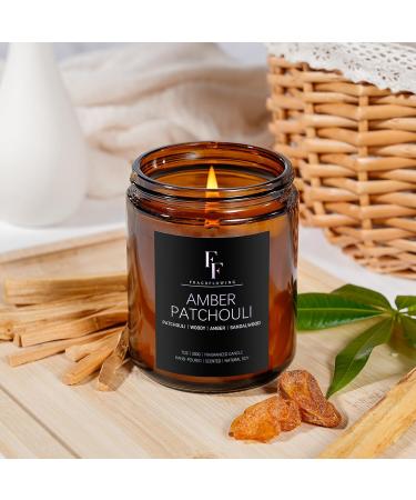 Amber Patchouli Scented Candles - Soy Wax Aromatherapy Gift | 7oz Amber Jar Candle for Home & Spa - Buy Online on GoSupps.com