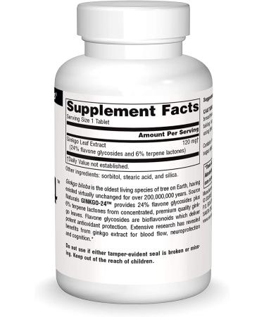 Buy Source Naturals Ginkgo-24 120 mg | 120 Tablets for Enhanced Memory & Focus - Buy Online on GoSupps.com