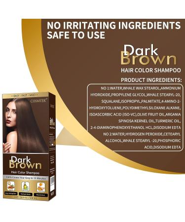 COSMTEK Dark Brown Hair Dye Shampoo 500ml - Permanent 3-in-1 Instant Color for Men & Women - Lasts 30 Days - Ammonia-Free Formula with Natural Herbal Ingredients - Buy Online on GoSupps.com