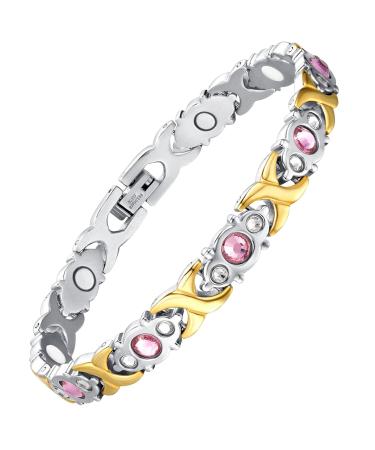 Jeracol Magnnet hard band women-magnetic bracelets for women-ultra-high titan steel magnetic bracelet gift with distance tool silver gold-2 - Buy Online on GoSupps.com