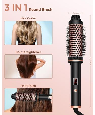 Thermal Brush & Curling Iron Brush - Volumizing Heated Round Brush with Dual Voltage Ceramic Tourmaline LCD Display & 10 Temperature Settings for Travel - Buy Online on GoSupps.com