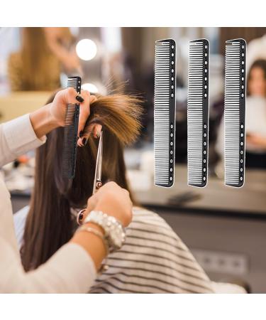 3 Pcs Standard Teeth Clipping Comb Professional Heat Resistant Barber Fine Cutting Hairdressing Fiber Carbon Barber Comb Cutting Comb Hair Fine Tooth Comb for Hair Barber Salon Hair Care Tools(Black) - Buy Online on GoSupps.com