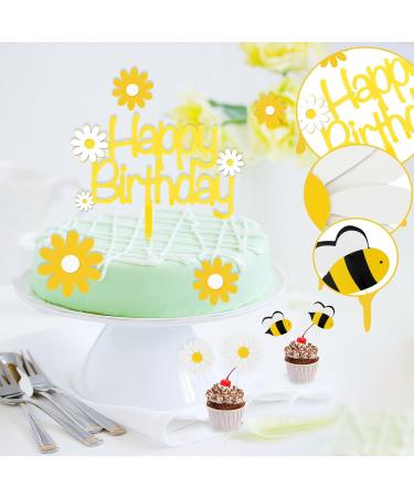 45 PCS Daisy Cake Topper Decorations Daisy Flower Cupcake Toppers Daisy Cupcake Toppers Bee cupcake bee topper Spring Daisy Cake Picks for Wedding Birthday Summer Themed Party - Buy Online on GoSupps.com