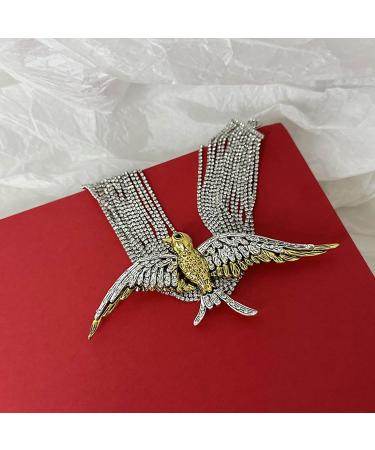 OralGos Multi-Tier Swallow Bird Necklace - Diamond-Studded Women's Jewelry | Trendy & Elegant Metal Necklaces - Buy Online on GoSupps.com