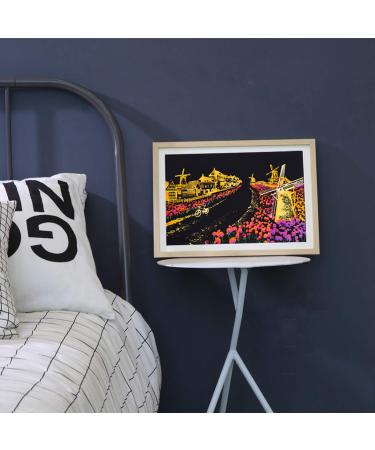 City Series Night Scene Scratch Painting Paper - 16''x11'' - BOTEEN Rainbow Scratchboard, Creative Gift for Adults and Kids - Dutch Windmill Big Ben Design - Buy Online on GoSupps.com