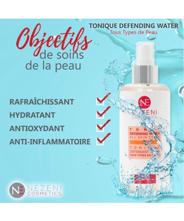 Nezeni Tonique Defending Water 200 ml | 8 active ingredients | Hyaluronic acid witch hazel extract and microalgae extracts | Vegan | For all skin types | LOW IN PRESERVATIVES - Buy Online on GoSupps.com