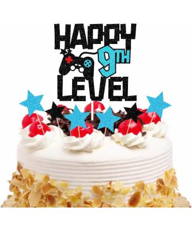 bng-bng 9 Birthday Cake Topper Glittery Happy 9th Level Birthday Game Theme Party Cake Cupcake Toppers For Boys and Girls 9 Nine Years Old Birthday Cake Decorations - Buy Online on GoSupps.com