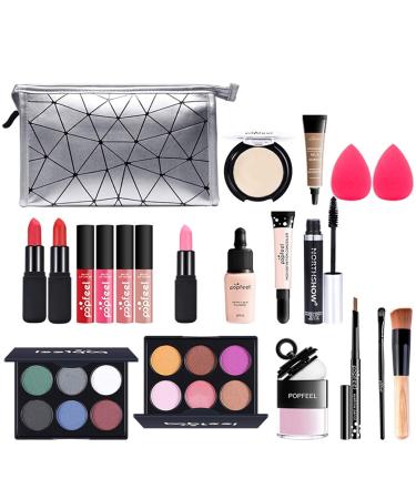 Professional Makeup Set MKNZOME Cosmetic Make Up Starter Kit With Makeup Bag Portable Travel Make-up Palette Birthday Xmas Gift Set Full Sizes Eyeshadow Foundation Lip Gloss for Teenage & Adults 20 pcs type A