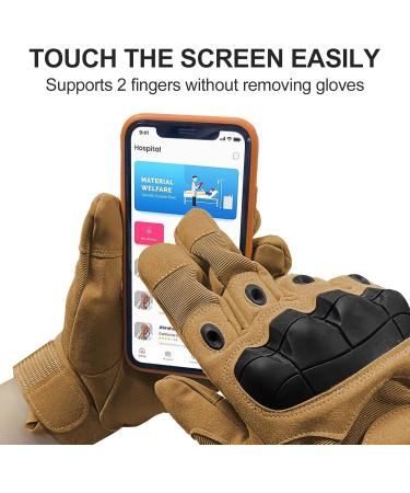 Firschoie Tactical Gloves - Military & Motorcycle Gloves with Hard Ankle Protection & 2-Finger Touchscreen for Jungle Trekking & MTB - Brown M - Buy Online on GoSupps.com