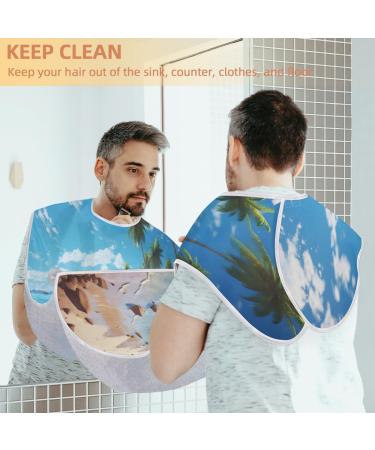 Beard Bib Apron - Ultimate Beard Hair Catcher for Men | Perfect Father's Day & Christmas Gift with Suction Cups | Beach Coconut Tree Design - Buy Online on GoSupps.com