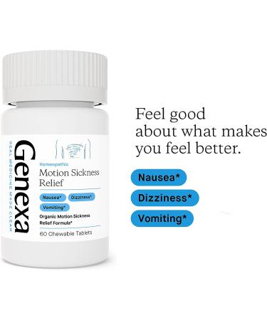 Genexa Motion Sickness Relief Chewable Tablets - Vegan & Organic - Gluten Free - Non-GMO - 60 Count - Buy Online on GoSupps.com
