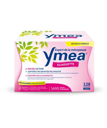 Ymea Silhouette Menopause Food Supplement - Plant Actives, Vitamins and Minerals - Hot Flush1 and Figure Control2 - 128 Capsules - 2 Months