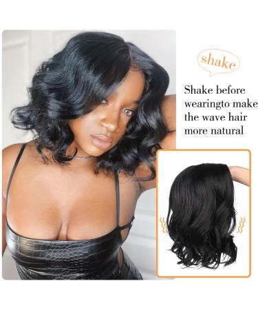Fancy Short Wavy Bob Synthetic Wig - Natural Looking Shoulder Length Black Curly Wave Bob for Women - Perfect for Daily & Party Use - 12 Natural Black - Buy Online on GoSupps.com