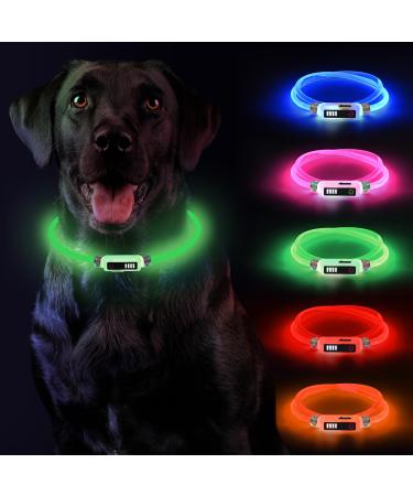 Luminaire band dog yordawn led dog collar usb rechargeable waterproof length adjustable pet safety collar power display 3 lighting modes for small medium -sized dogs and cats green