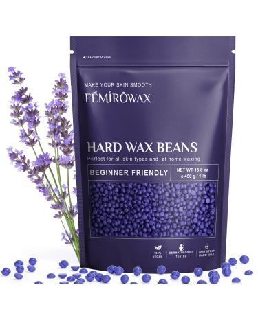 Wax Beads  FEMIROWAX 1lb Hard Wax Beans for Hair Removal Sensitive Skin with Lavender Formula Waxing Beads for Full Body Brazilian Bikini Face Eyebrow at Home Wax Refill for Women Men