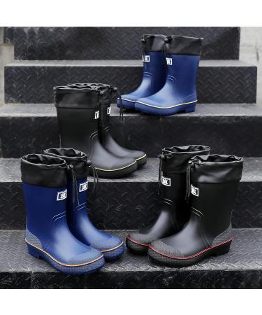 HSBDNZQ Men's Waterproof PVC Rain Boots - Lightweight, Durable, Slip-Resistant Garden Boots in Blue-Orange - Ideal for Farming, Gardening, Fishing (Size 9) - Buy Online on GoSupps.com