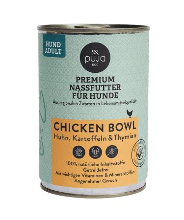 PUJA Wet dog food - 400 g - Food quality - 100% natural and regional - No preservatives - Rich in chicken meat