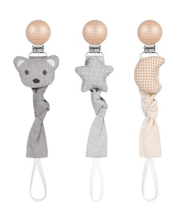 Kunandroc 3 Pcs Baby Dummy Clips Soother Chain Holder Pacifier Clips Dummy Strap for Girls Boys