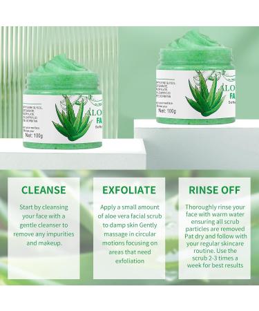 Brightening Aloe Vera Facial Scrub - Exfoliating Face Wash for Blackheads & Dark Spots | Deep Cleansing Exfoliator - Buy Online on GoSupps.com