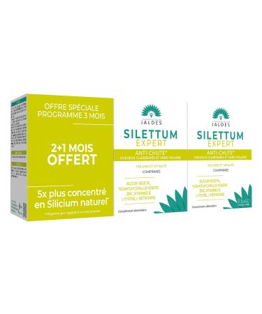 Silettum Expert Anti-Hair Loss Pack 2+1 month Free (180 Tablets) | Slows down hair loss | For thinning and limp hair | Laboratoire Jaldes
