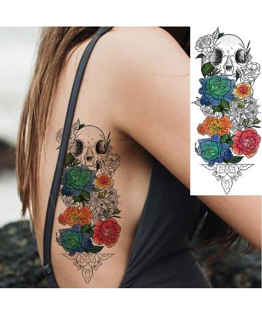 Briyhose 10 Sheets Realistic Temporary Tattoos for Women - Skull Flower Arm Sleeve, Rose Snake Floral Design - Adult Girl Body Art Sticker - Buy Online on GoSupps.com