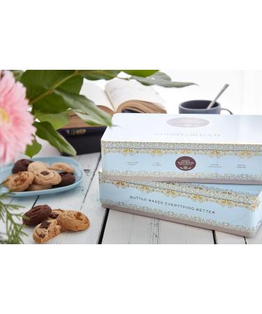 Blue Stackable Shortbread Tin of Mary Macleod's Shortbread Handcrafted Premium All-Butter Assorted Shortbread Cookies | 1 Layer | 24 Assorted Shortbread Cookies 480g | Assorted - Classic Chocolate Crunch Dutch Chocolate and Maple Crunch - Buy Online on GoSupps.com