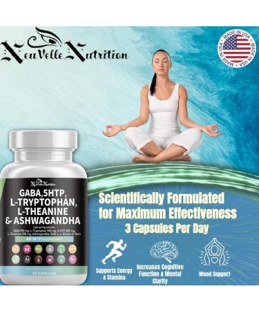 GABA Pills with 5-HTP Extract, L-Tryptophan, L-Theanine, Ashwagandha, Vitamins D3, B6, Magnesium, L-Tyrosine, L-Glycine, Sam-e & Black Pepper Mood Support Supplement - Buy Online on GoSupps.com