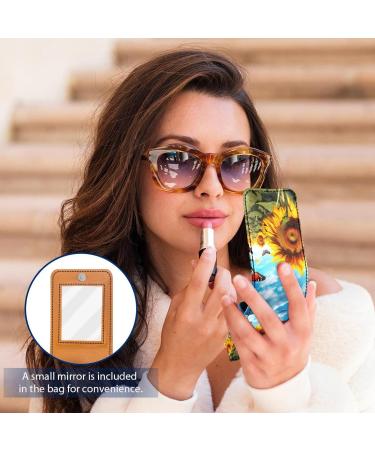 Travel Lipstick Organizer Case | Portable Makeup Bag with Mirror | Flower Butterflies Design | International Shipping Available - Buy Online on GoSupps.com