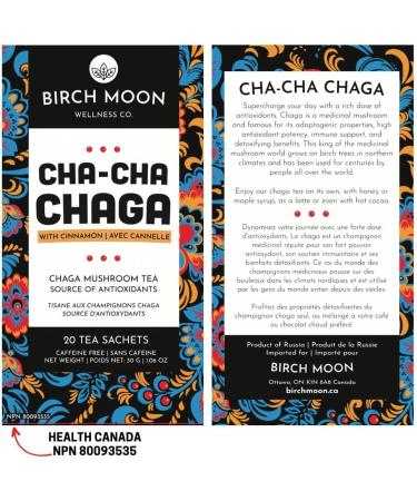 Cha-Cha Chaga Tea - 20 Tea Bags | Chaga Mushroom Tea with Cinnamon - Inonotus Obliquus - Wild-harvested Siberian Chaga Powder - Antioxidant Tea - Birch Moon Wellness Teas - Buy Online on GoSupps.com