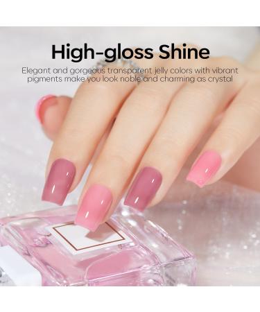 Modelones Gel Nail Polish 6 Colors Jelly Gel Polish White Nude Pink Gel Neutral Nail Art Design Summer Translucent Gel Nail Kits Soak Off LED Nail Lamp Cured Manicure Salon DIY Girls Women Gift White Pink - Buy Online on GoSupps.com