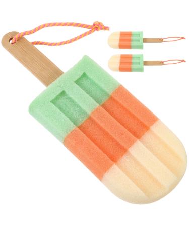 3Pcs sponges for Bathing Ice Cream Shaped Bath Ball Ice Cream Body Sponge Silicon Body Shower Scrubber Body loofahs Bath loofah sponges Scrub Bath Toddler Bath mat Cartoon Wooden 1 Count (Pack of 1)