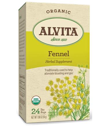 Alvita Organic Fennel Herbal Tea - Made with Premium Quality Organic Fennel Seeds, With Sweet Aroma And Flavor Like Licorice or Anise, 24 Tea Bags