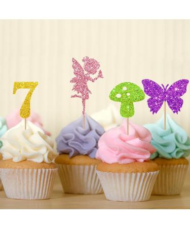 24pcs Fairy 7th Birthday Cupcake Toppers Fairy Seven Cupcake Toppers Colorful Glitter Butterfly Cupcake Picks for Girls Fairy Themed 7th Birthday/Anniversary Party Supplies - Buy Online on GoSupps.com