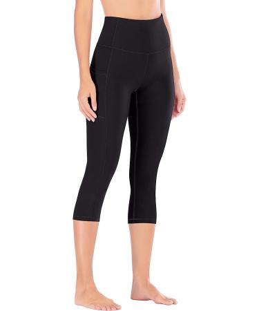 Ewedoos High Waist Capri Leggings with Pockets for Women - X-Large Black Yoga Workout Pants - Buy Online on GoSupps.com