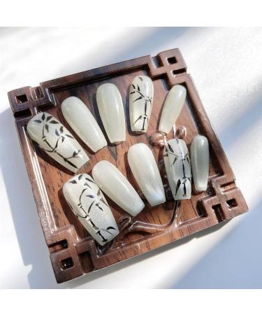 Wearing nails handcrafted manicures fake nail patches light bulbs hand-painted bamboo trimmers and Chinese style manicures(XS) - Buy Online on GoSupps.com