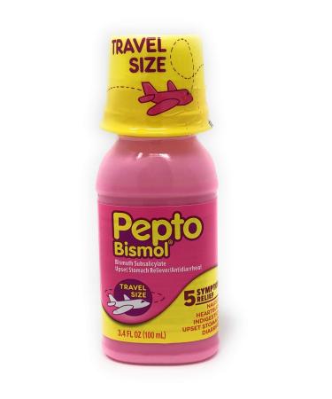 Pepto Bismol Liquid for Nausea, Heartburn, Indigestion, Upset Stomach, and Diarrhea Relief, Original Flavor 3.4Oz Travel Size